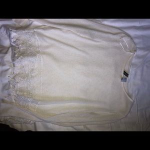 White H&M crop sweater with lace